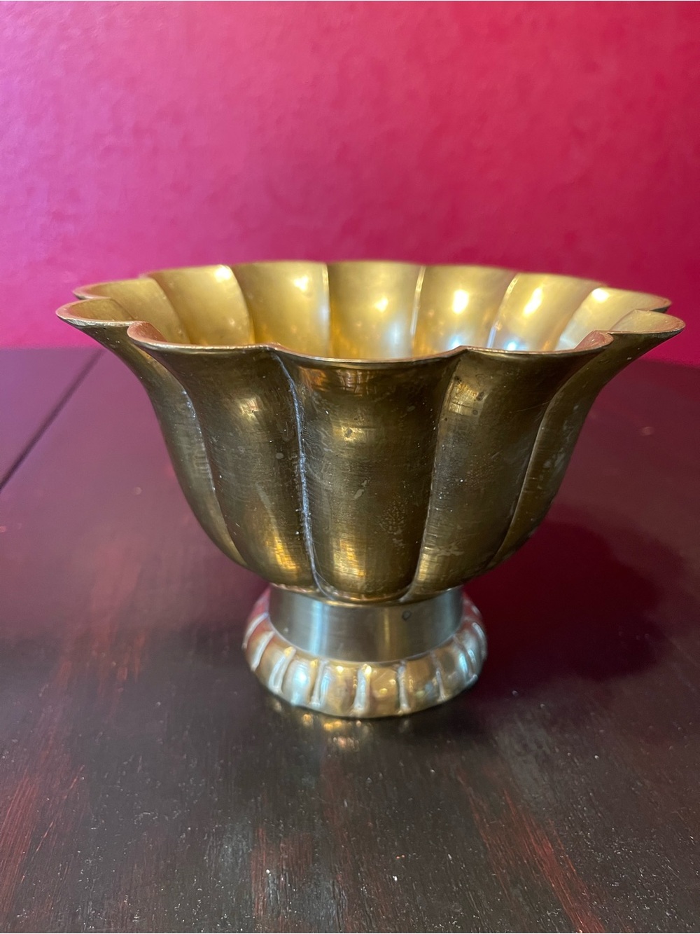 Brass Fluted Bowl Accent - Gold Decorative Vase
